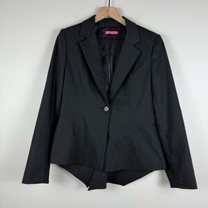 Alice + Olivia Towork Blazer Jacket Women L Black One Button Classic Career Work